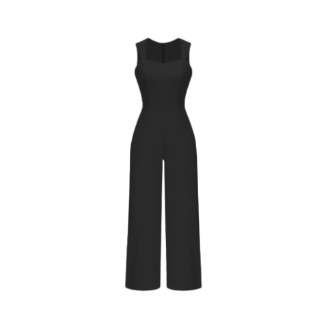 Lovito Women Basic Jumpsuit L62ED181 (Black)