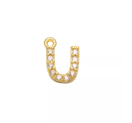 Vnox 9x11.5mm Brass Cubic Zirconia Crystal 26 Letter Charms Pendants for Women Necklace Earring Jewelry Accessories U