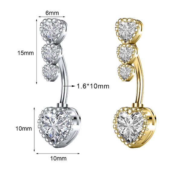 Silver Crystal Navel Rings Stainless Steel Belly Button Rings Gold Anti Allergy Flower Navel Piercings 2