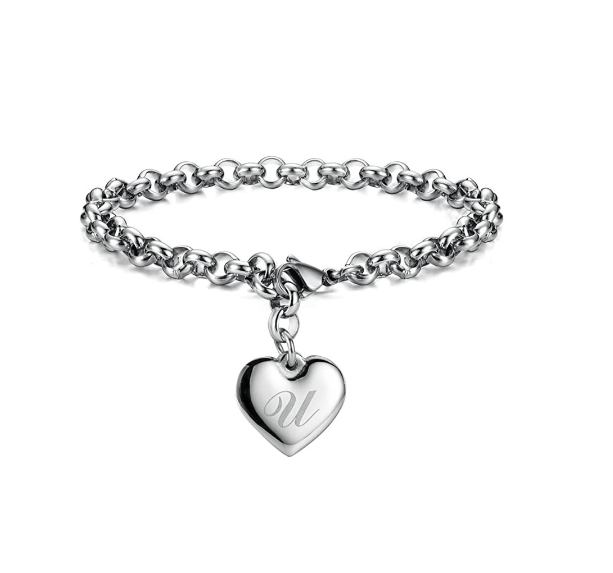 26 English Letter Love Pendant Gift Girl 925 Silver Jewelry Fashion Bracelet Luxury Chain U