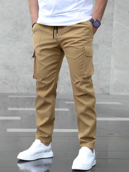New Summer Men's Casual Outdoor Casual-Fit Cargo Pants, Straight Leg, Multi-Pocket, Wear-Resistant Sports Trousers