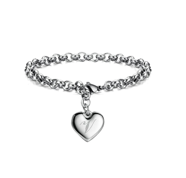 26 English Letter Love Pendant Gift Girl 925 Silver Jewelry Fashion Bracelet Luxury Chain V