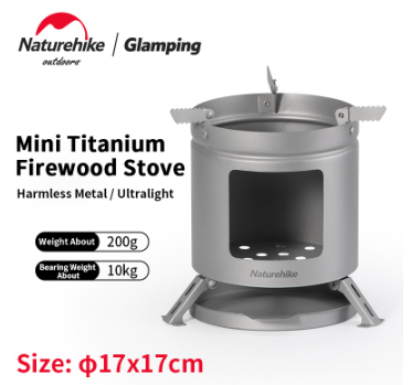 Naturehike 200g Ultralight Portable Camping Stove Outdoor Hiking Picnic BBQ Titanium Firewood Stove Cookware Travel Picnic Equipment