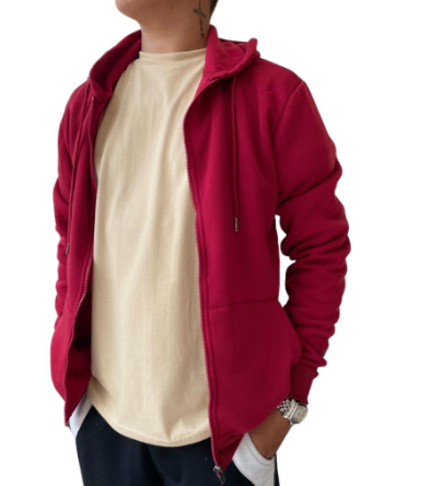 Jacket Long Sleeve Plain Hoodie Zipped Jacket