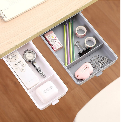 Drawer Type Office Organizer Pen Storage Self Adhesive School Under Desk Stationery Case-Z654