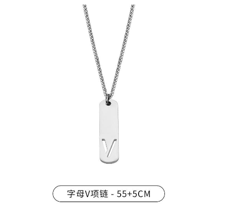 Stainless Steel 26 English Alphabet Pendant Necklace Fashion Men's Letter Necklace Jewelry Wholesale V