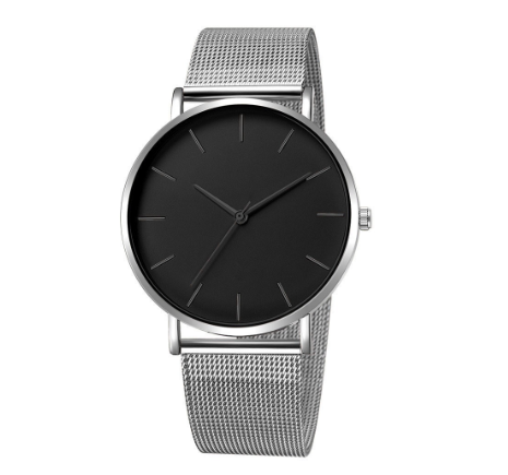 Men Fashion Simple Watch Ultra-thin Mesh Belt Stainless Steel Quartz Watches M1