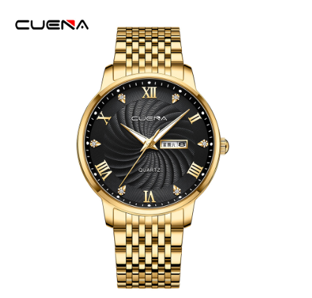 CUENA New Men's Watch Fashion Business Automatic Date Stainless Steel Waterproof Quartz 6069 M5