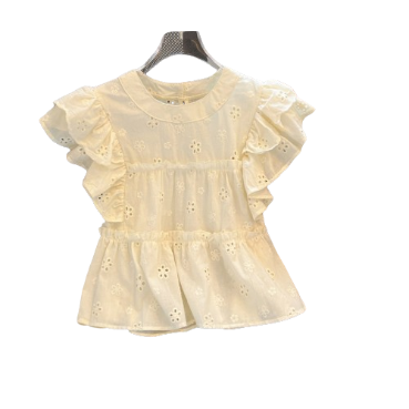 Lovito Women Ruffle Frill Texture Material Blouse LNE18021 (Apricot)