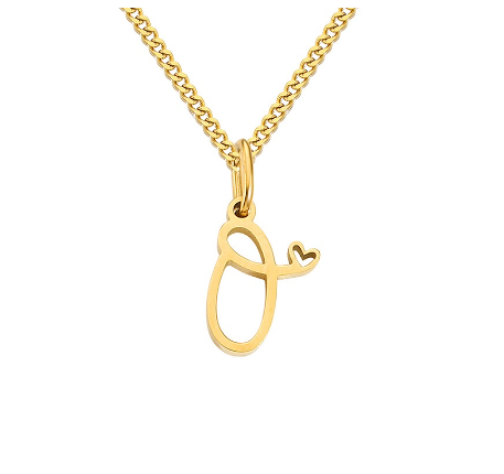 Cursive Initial Necklaces for Women Girls,14K Gold Filled Personalized Monogram Name Letter Necklace Jewelry Gifts O