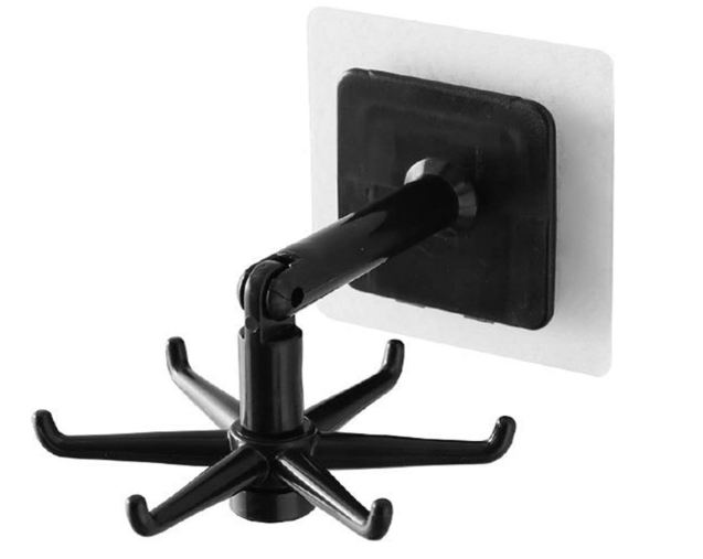 6 Claw Hook Multi-Functional 360° Rotating Folding Free-Punch Hanger Kitchen Storage Display Stand