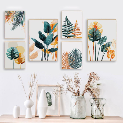 A4 Nordic Wall Decor Tropical Leaves Posters Prints Green Leaf Wall Art Plant Canvas Painting for Living Room Pictures