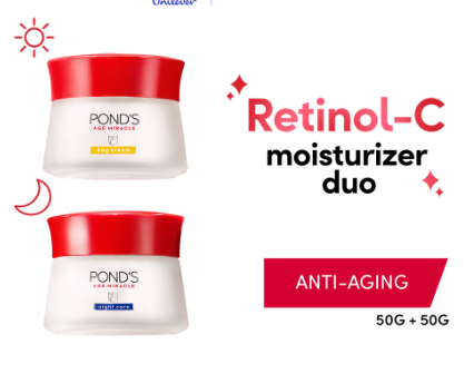 Pond's Retinol C Moisturizer Duo (Age Miracle Day Cream 50g, Night Cream 50g) (Bundle of 2)