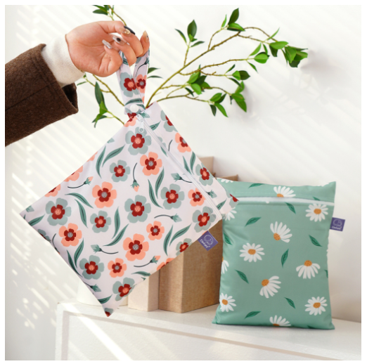 Elinfant 2 Pcs-Set Mini Eco-friendly Portable Waterproof Snack Bag Washable Reusable Baby Diaper Bag D07