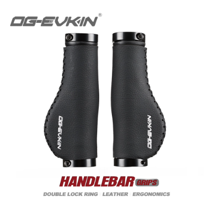 OG-EVKIN Bike Grips TPR Microfiber Leather Shock-Absorb Comfortable Handlebar Grips Aluminum Alloy Grip HG-001
