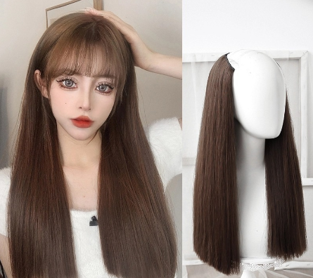 Wig Female Long Hair U-Shaped Extension Piece One Additional Volume Fluffy Straight No Trace Invisible Patch