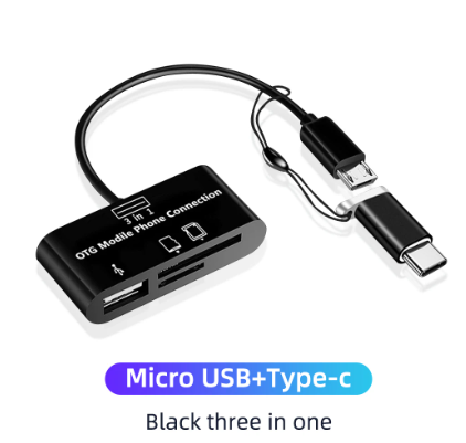 3 in1 Type-c Micro USB SD TF phone OTG Card reader Host Adapter SD Card Reader/U Disk/Mobile Phone Camera Adapter For Samsung S3
