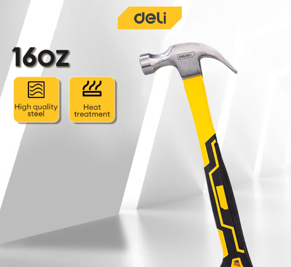Deli 16oz Heavy Duty Claw Hammer Handle 1Pc With Fiber DL5002