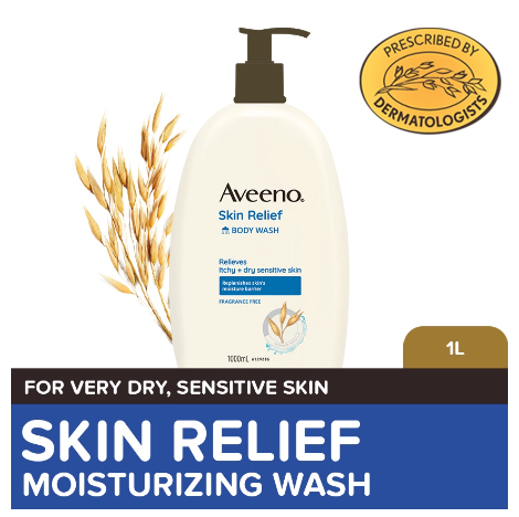 Aveeno Skin Relief Body Wash 1L - Bodywash for Sensitive/Dry/Itchy Skin, Eczema, Atopic Dermatitis