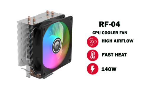 Inplay RGB CPU Cooler Fan 140W 120mm With Central Ligth 4Pin For Intel And Amd Processor