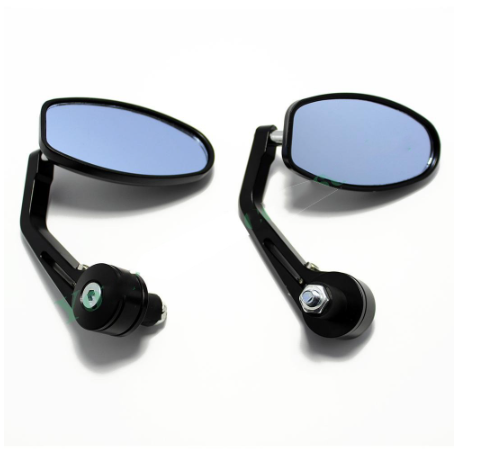 Motorcycle Rear View Mirror Universal 7/8" Round Bar End Rear Mirrors Oval Side View Mirror 1 Pair