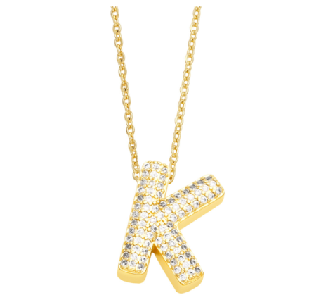 Fashion Clear Crystal A-Z Initial Necklace for Women Copper Gold Plated 26 Letters Pendant Name Jewelry Gifts K