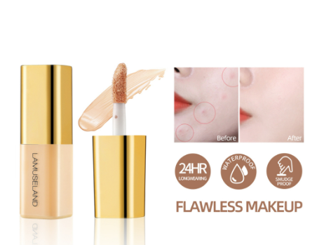 Lamuseland Waterproof Concealer Full Coverage Matte Smooth Dark Eye Circles Scars Acne Skin Face Makeup