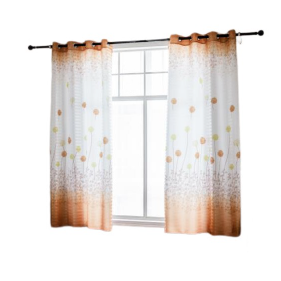 Pastoral Style Printed Curtain Dandelion Design Polyester With 8 Rings