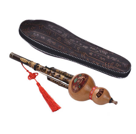 Chinese Handmade Black Bamboo Hulusi Gourd Cucurbit Flute Ethnic Musical Instrument Key of C with C
