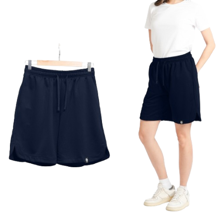 Inspi Chic Knit Walking Shorts For Women with Drawstring and Pockets Plain Ultrasoft Short Collection (Navy Blue)