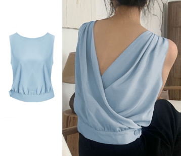 Lovito Women Criss Cross Tank Tops L68ED309 Blue