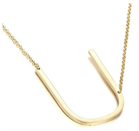 Stainless Chain with Letter Pendant Necklace U