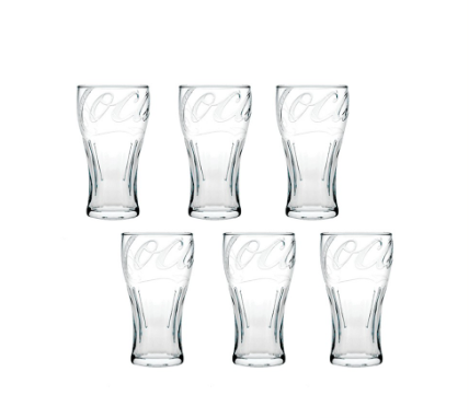 Pasabahce Coca Cola Glass Tumbler 350cc 11 3/4oz, Set of 6 (420595 6s)