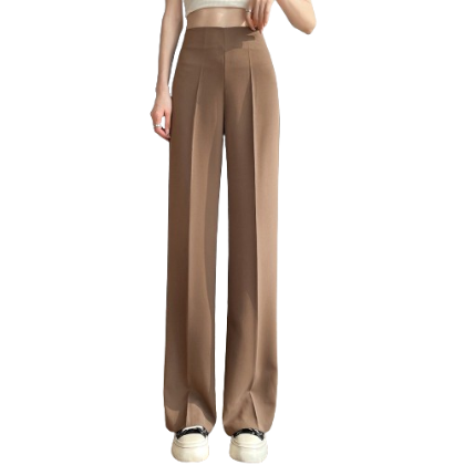 Lovito Women Casual Plain Pintucks Pants L68ED317 (Khaki/Black)