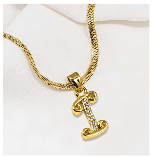 LAJ 18k Gold Stainless Steel Initial A-Z Necklace SLP116 LETTER with LX873D FREEBOX I