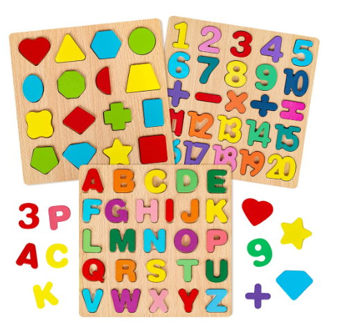 Alphabet Digital Puzzle Wooden Toys Kid Number Letter shape Matching Jigsaw Board children's gifts