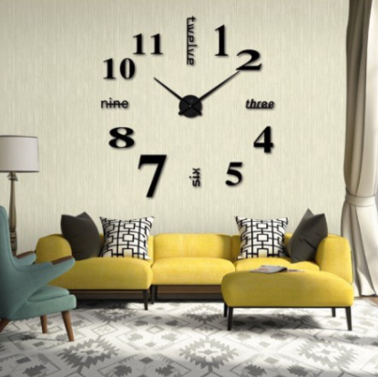 DIY Living Room Large Acrylic 3D Mirror Wall Clock