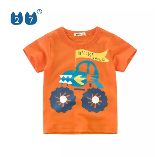 27Kids Quality Summer Clothing Kids Shirt Cotton Plane Fish Animals Dino Fashion Casual Boy Toddler D16