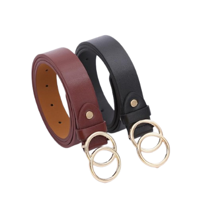 Lovito Casual Plain Basic Round Women Belt L38ED010 (Coffee/Black)