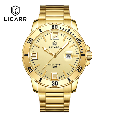 LICARR Top Brand Mens Watches Fashion Quartz Sport Waterproof Date Stainless Steel Clock Male Casual Business Wrist Watch M3