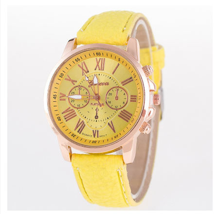 Geneva double face belt watch multi color leisure quartz Roman lettered fake three eye men's and women's universal watch M2