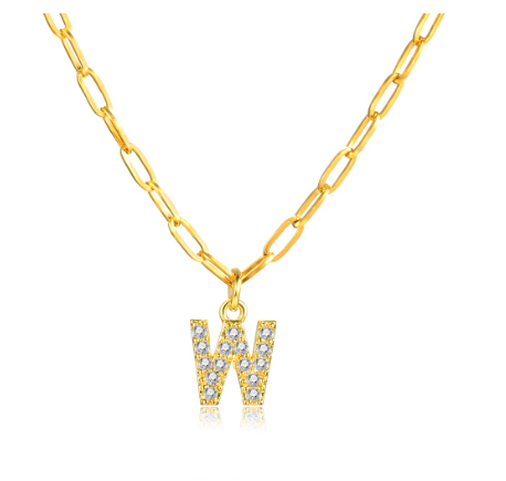 Vnox 18K Gold Initial Letter Necklace,Gold Letter Necklace,Initial Necklace W
