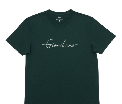 GIORDANO Men's Logo Tee  - 53 - Midnight Jade