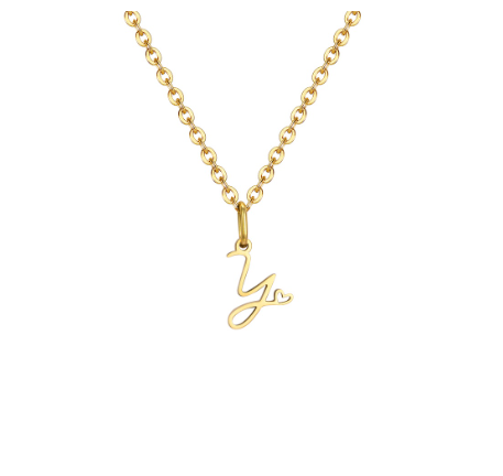 Vnox Initial with Hollow Heart Pendant Necklace,18K Gold Dainty Letter Choker Necklace Gift for Women Necklace Jewelry Y