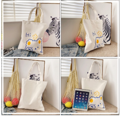 Korean New Fashion Canvas Tote Bag Canvas Shoulder Bags Simple With Zipper 2975
