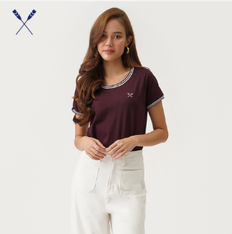 Regatta Essentials T-Shirt With Tipping For Women Burgundy