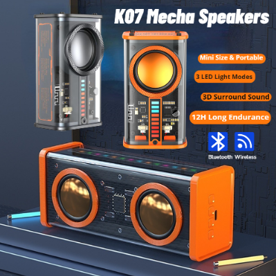 K07 Transparent Bluetooth Speakers Cyberpunk Mecha TWS Wireless Bluetooth Speaker Audio Player Loudspeaker