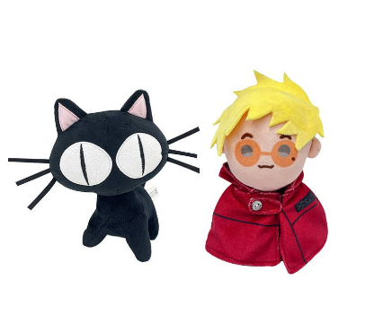 Sta5 TRIGUN STAMPEDE Maximum Plush Dolls Vash the Stampede Black Cat Stuffed Dolls Gift For Kids Anime Dolls Toys