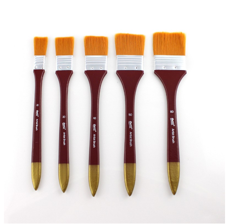 SeamiArt 5 Pcs. Artist Flat Nylon Hair Oil Paint Brush For Gouache Acrylic Oil Painting