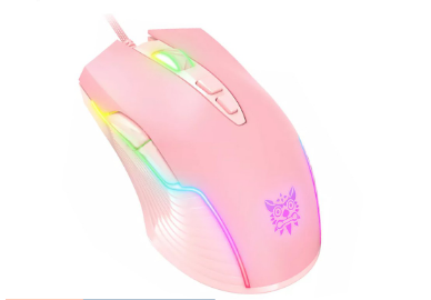 Onikuma CW905 Wired RGB Gaming Mouse, USB Optical Computer Mice with RGB Backlit (Pink)
